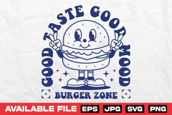 Cartoon Burger Character Design for Vintage Branding
