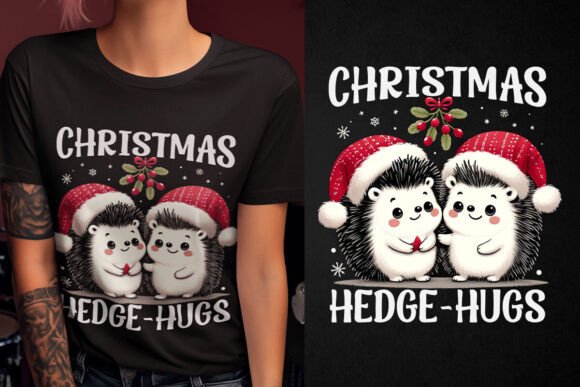 Christmas Hedge-hugs T-shirt Design: Festive Charm for Your Projects