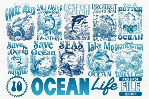 Elevate Your Brand with Ocean Life T-shirt Design Bundle