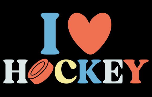 I Love Hockey T-Shirt Design