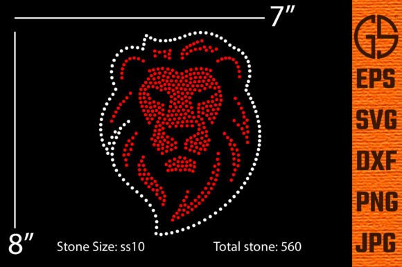 Lion Head Rhinestone Design Template for Creative Projects