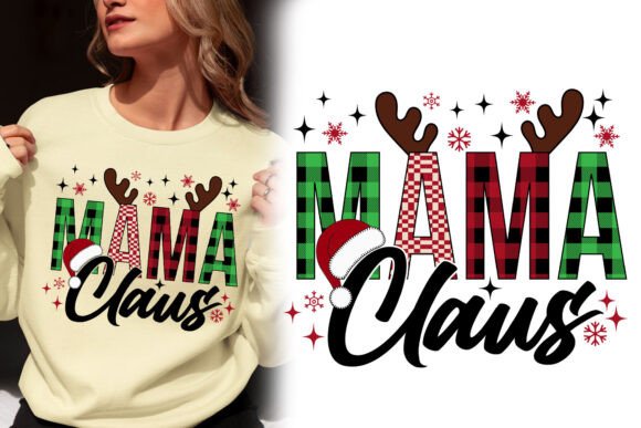 Mama Claus Christmas Pattern: Festive Design PNG
