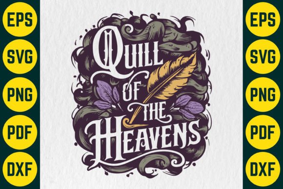 Quill of the Heavens: Gothic SVG Design for Apparel