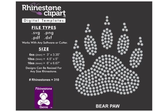 Rhinestone Template Design BEAR PAW 5